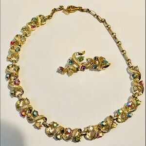 Gold Multicolor Necklace and Earring Set